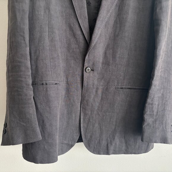 John Varvatos Grey/Brown Peak Lapel Single Button Linen Sport Coat/ Blazer - 40 - Picture 3 of 13